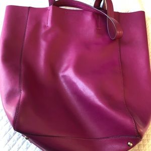 Fuchsia Banana Republic leather tote